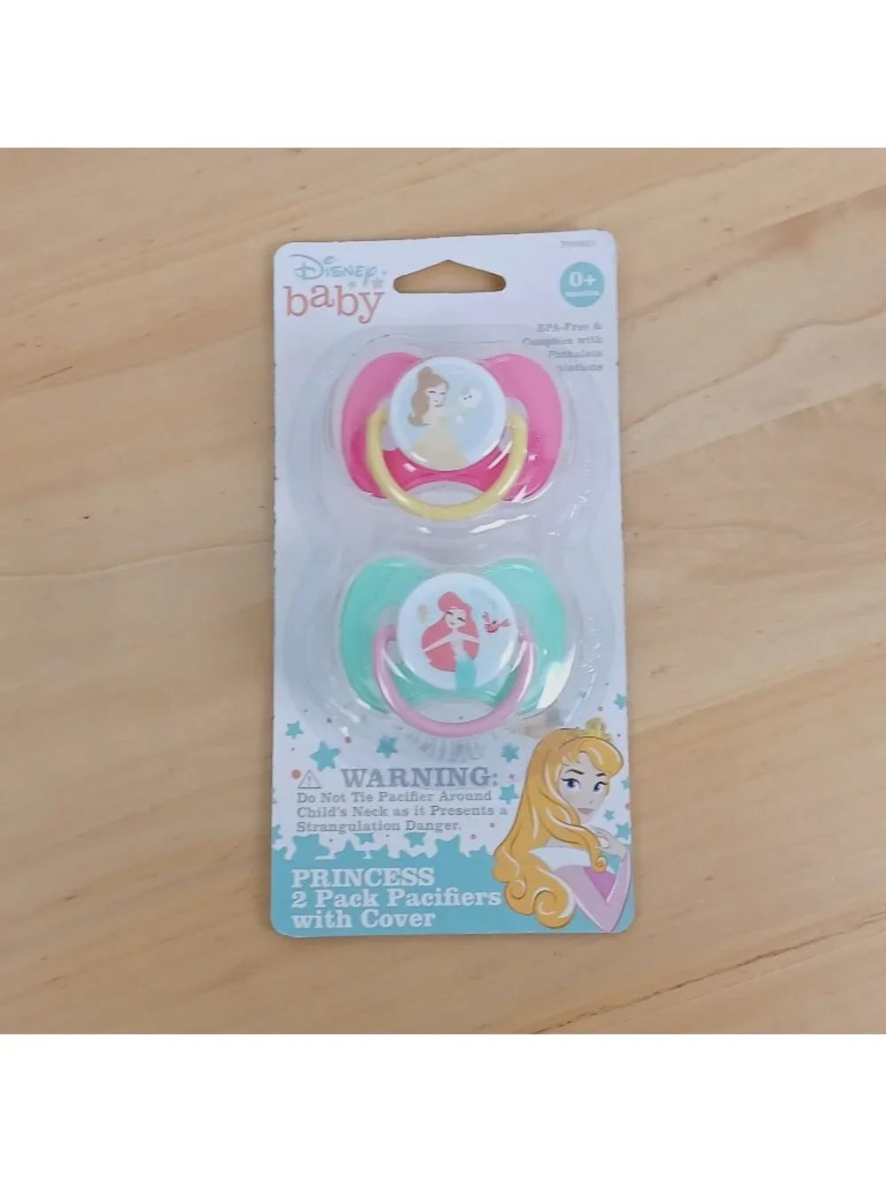 Disney Baby Princess Pacifiers with Covers 2 Pack NEW Newborn 0+ Month Belle Ari
